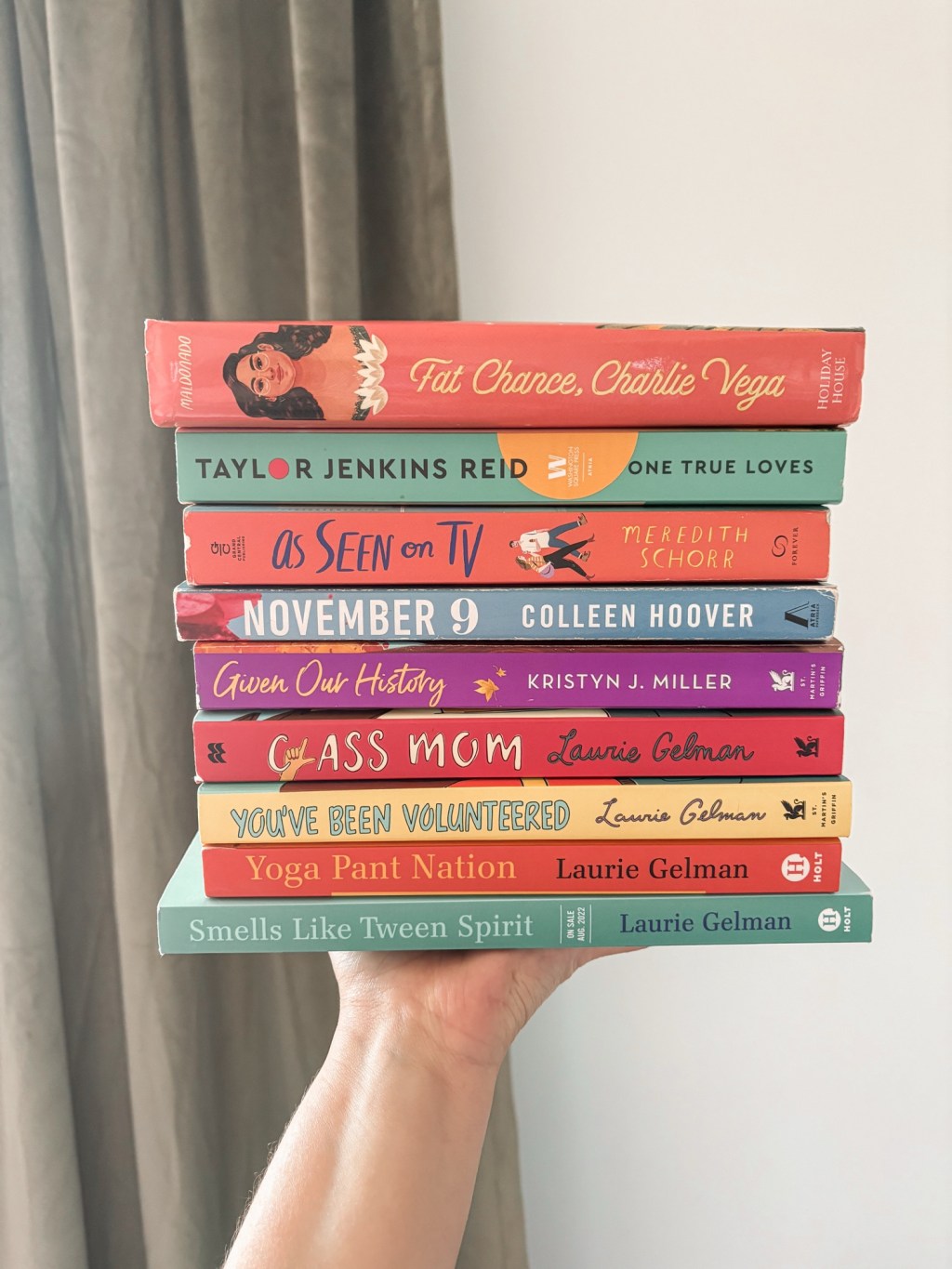 fall book recommendation stack - class mom series - given our history - november 9 - as seen on tv - one true loves - fat chance charlie vega
